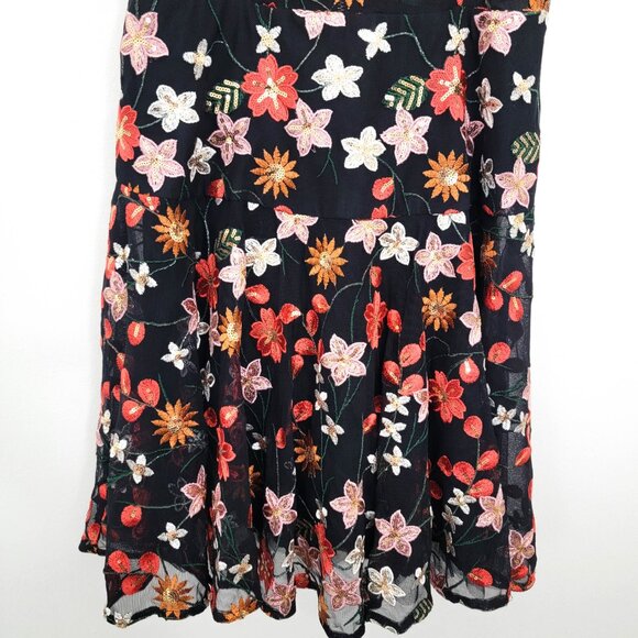 Bronx & Banco Moulin Rouge Floral Embroidered Sleeveless Mini Dress Medium - Picture 5 of 10